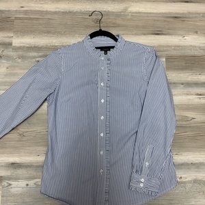 Blue and white strip shirt.